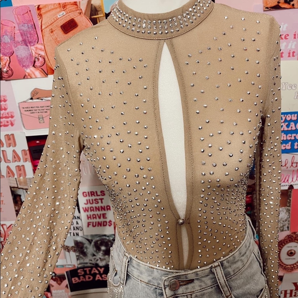 long sleeve bling bodysuit